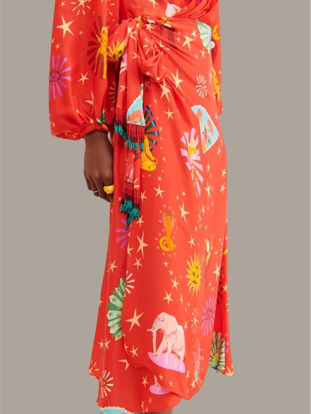 NWT FARM Rio Lotus Star Front Twisted Midi Dress Size Medium - Picture 4 of 10